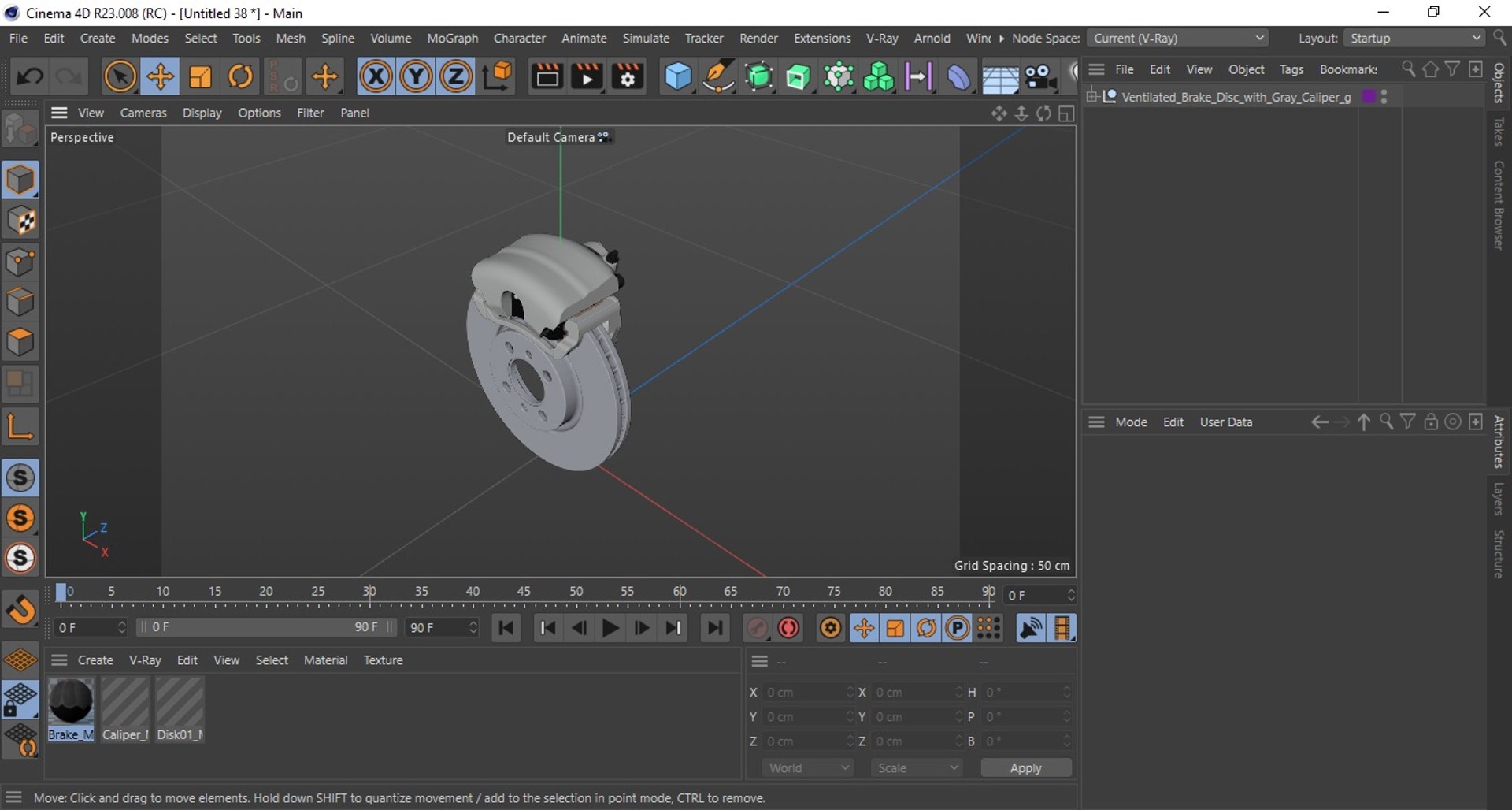 3D Ventilated Brake Disc With Gray Caliper - TurboSquid 2388794