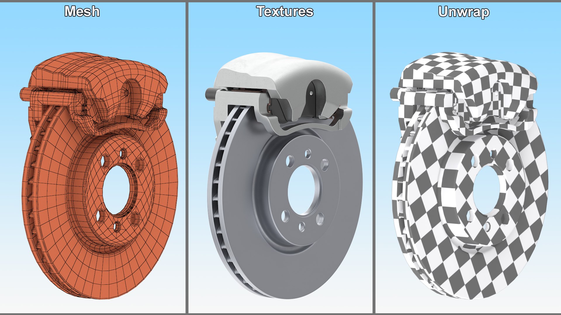 3D Ventilated Brake Disc With Gray Caliper - TurboSquid 2388794