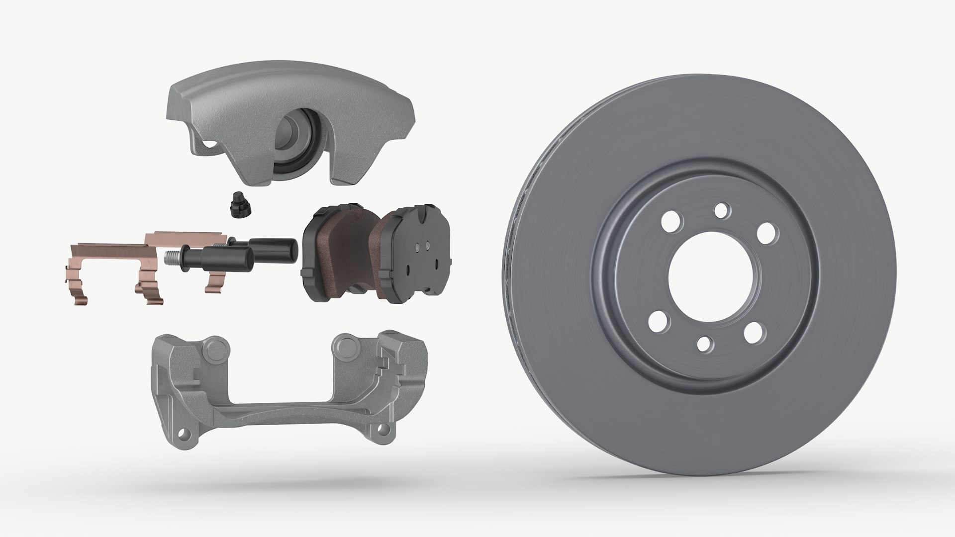 3D Ventilated Brake Disc With Gray Caliper - TurboSquid 2388794