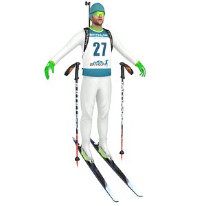 3D biathlon skier ski