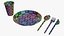 Plastic tableware set plate knife spoon cup