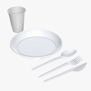 Plastic tableware set plate knife spoon cup