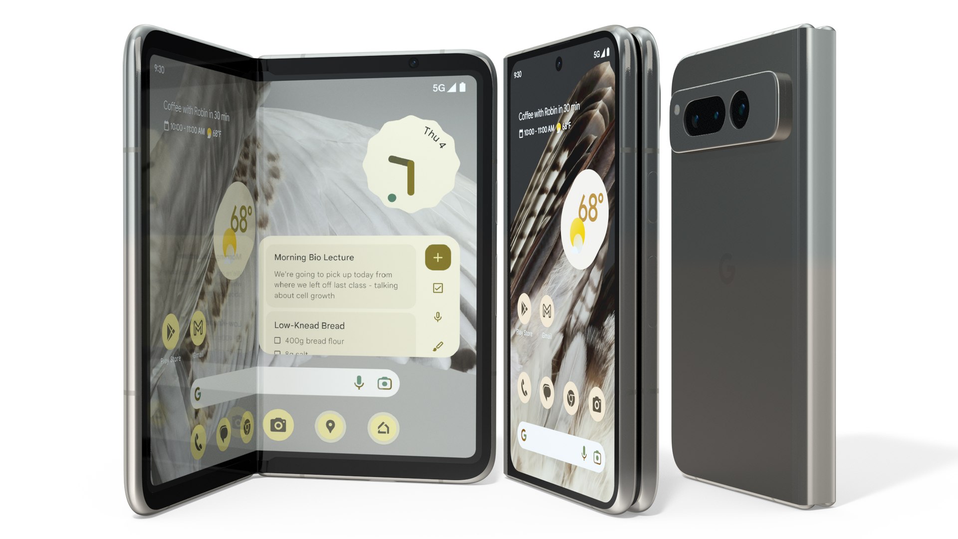Foldable Smartphone Google Pixel Fold Porcelain Rigged 3D model preview