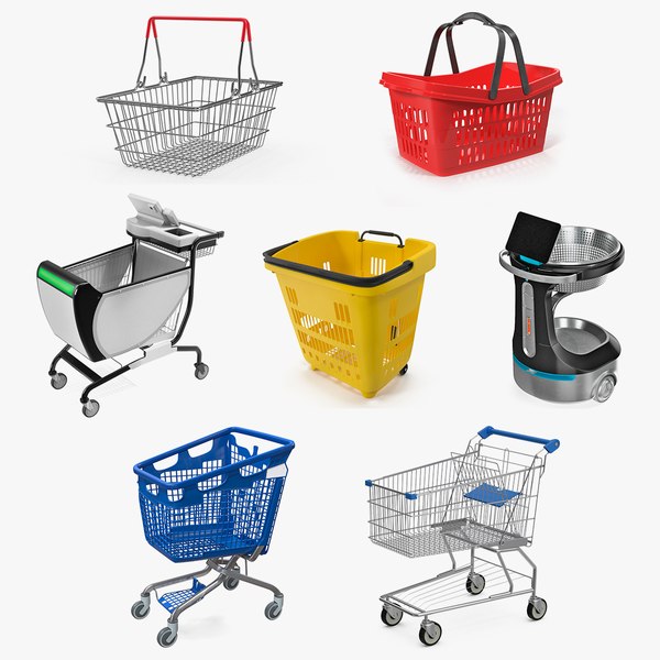 shopping baskets trolley 3 3D model