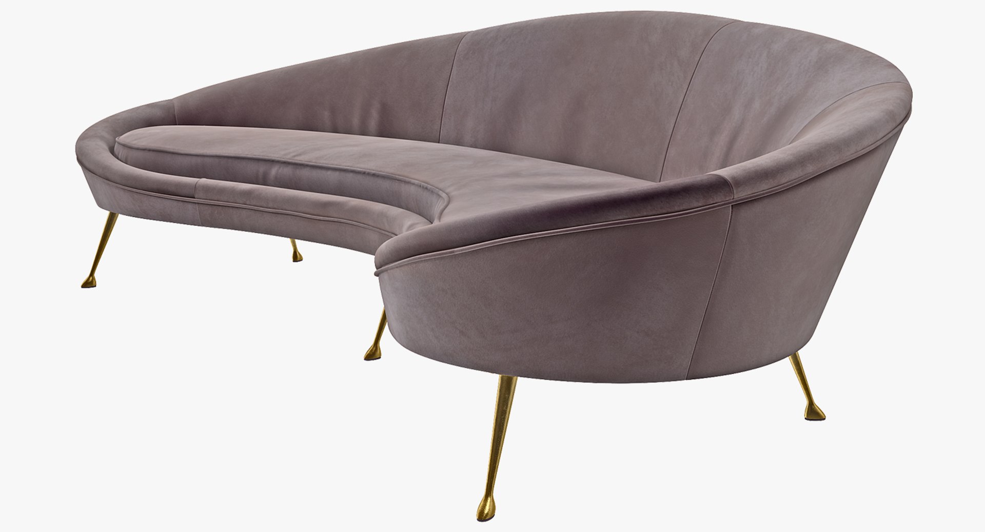 Ico Parisi Sofa 1950s Style Velvet 3D model preview