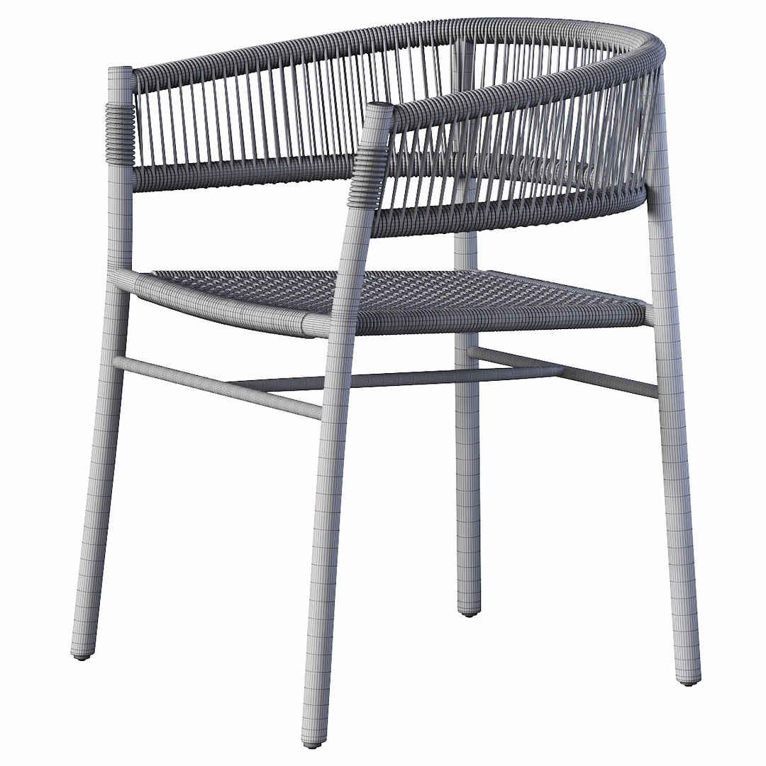 Ethimo Kilt Dining Armchair Teak and Rope 3D TurboSquid 1864357