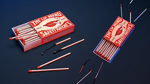 realistic matchbox matches set 3D model
