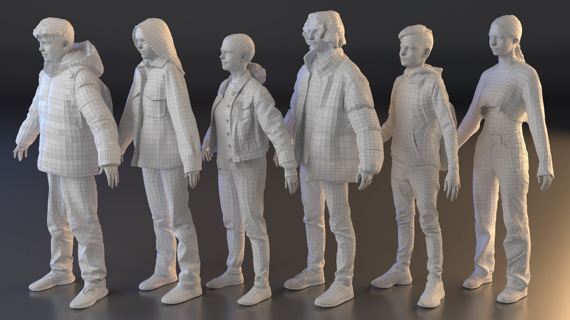 3D Rigged People - SixPack 04 - Realistic Lowpoly Characters ...