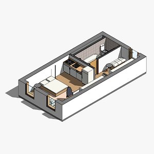 Apartment 25m2 - Revit model 3D
