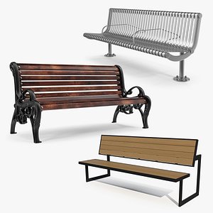 Street Benches 3D Models Collection