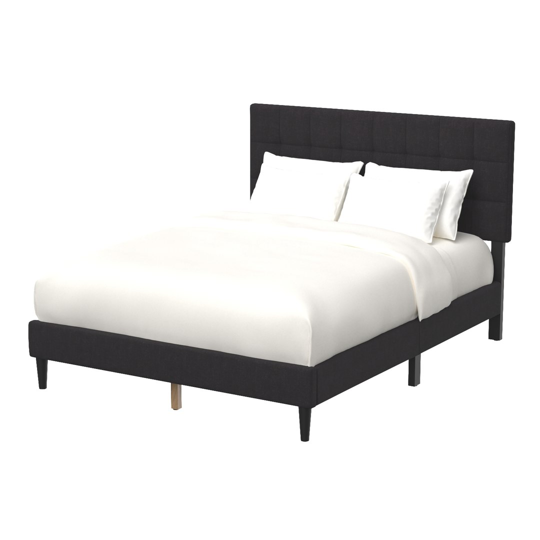 3D Peters Tufted Upholstered Low Profile Platform Bed TurboSquid 2063160