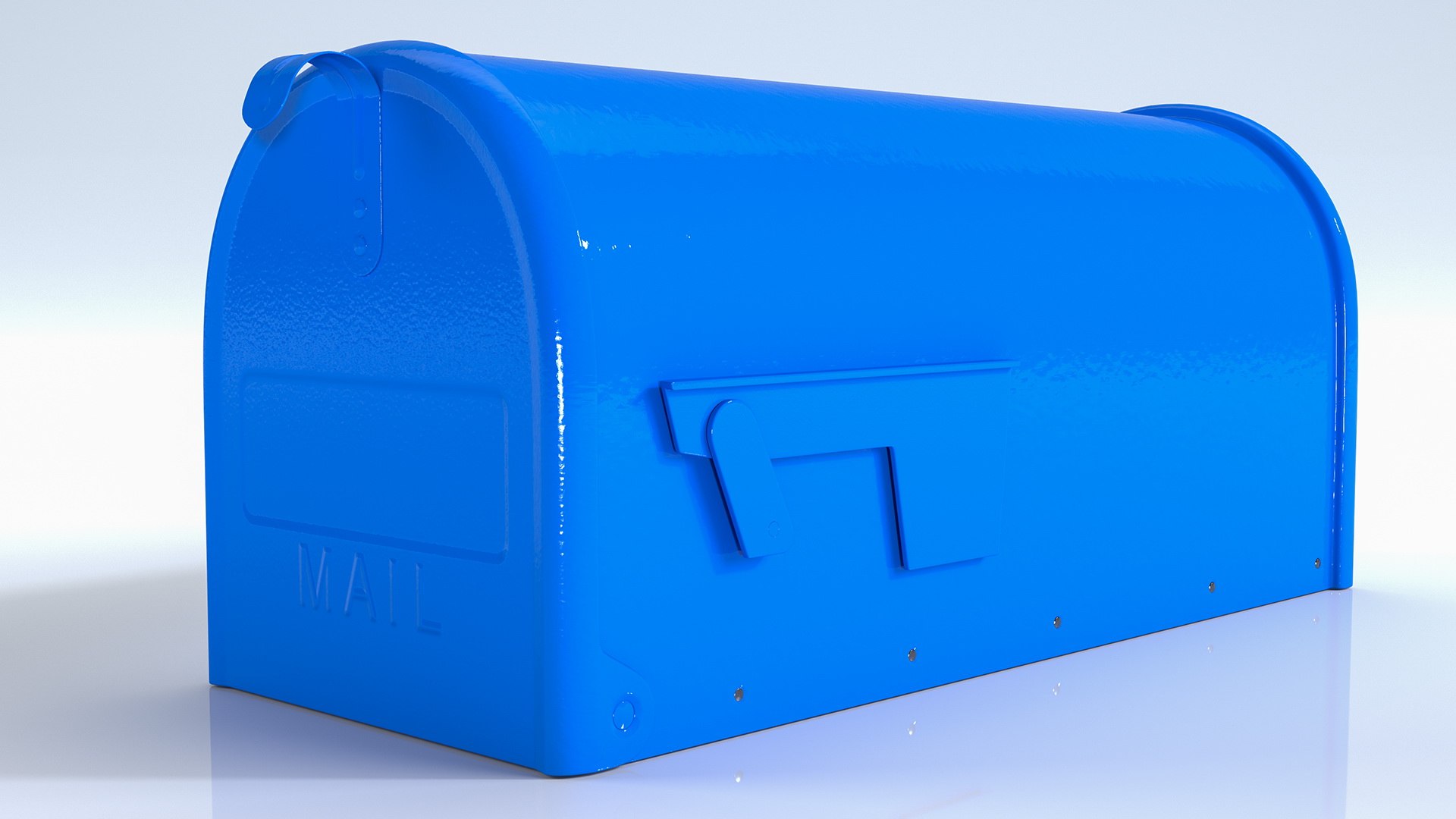 Blue Painted Mailbox 3D model for industrial visualization, technical presentation, simulation, product rendering, and animation