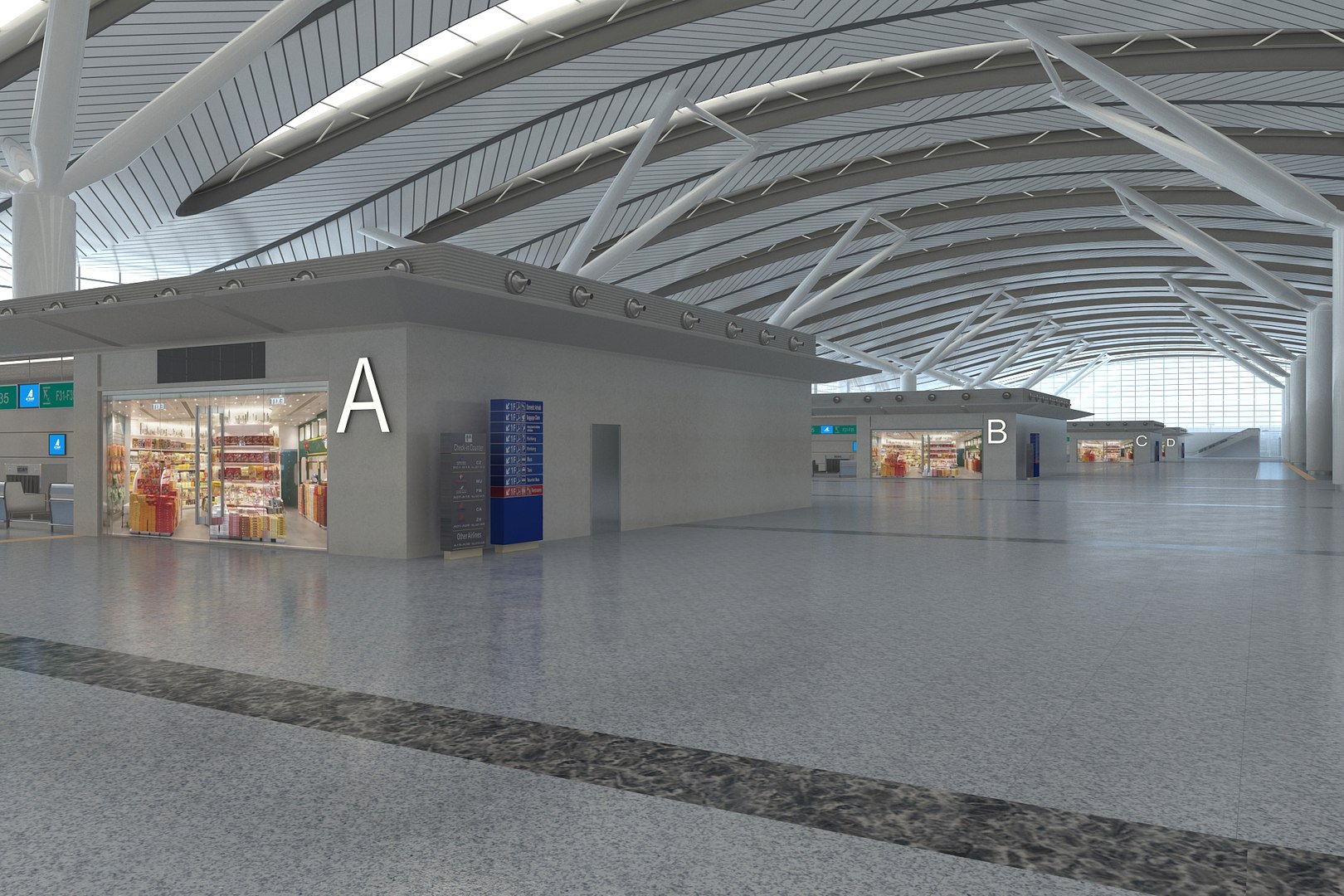 Airport Terminal Interior 01 3D model - TurboSquid 1958974