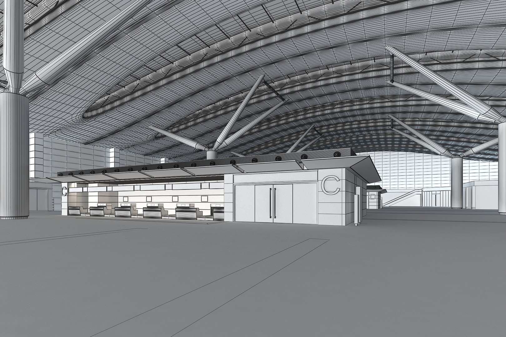Airport Terminal Interior 01 3D model - TurboSquid 1958974
