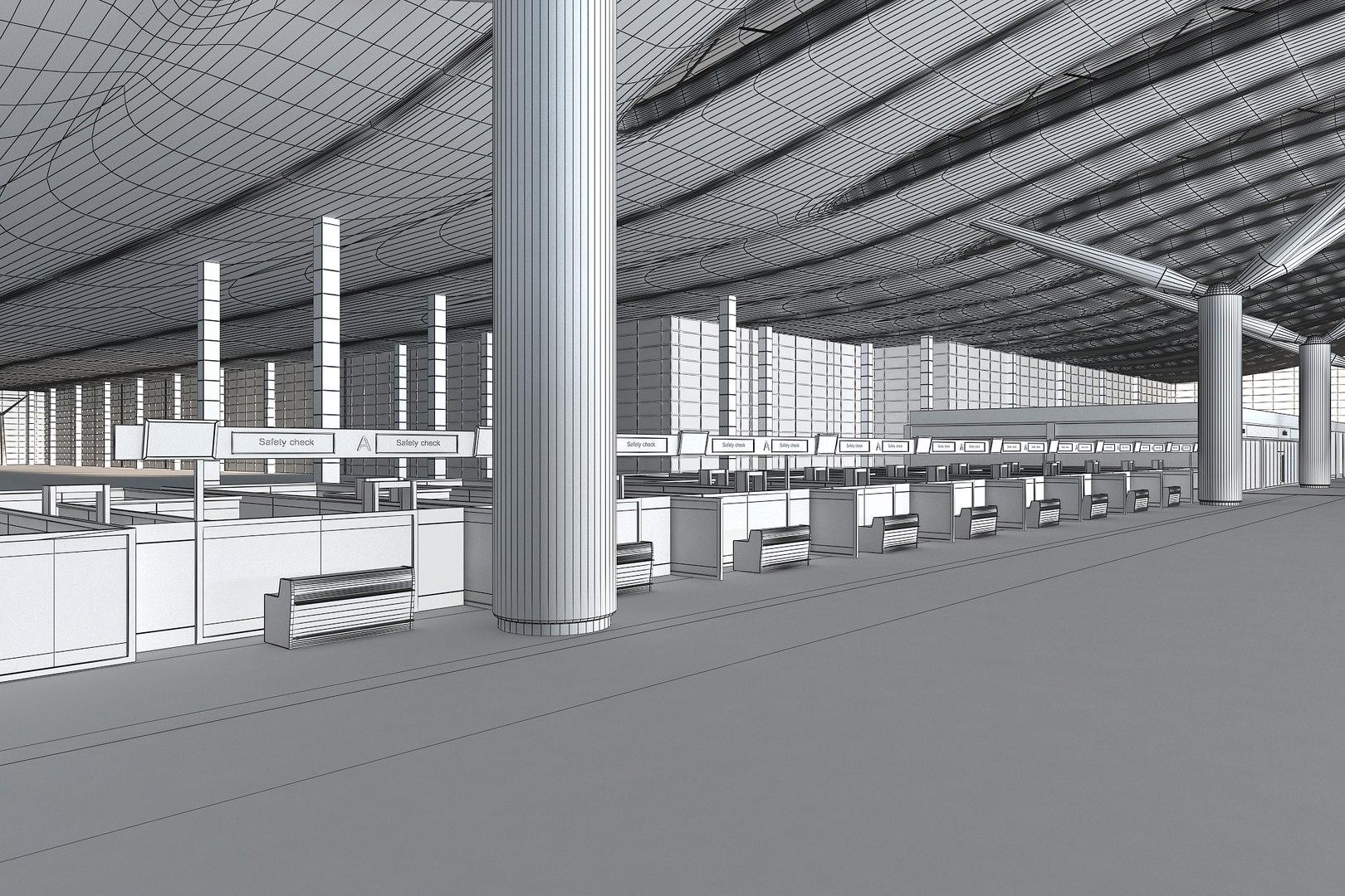 Airport Terminal Interior 01 3D model - TurboSquid 1958974