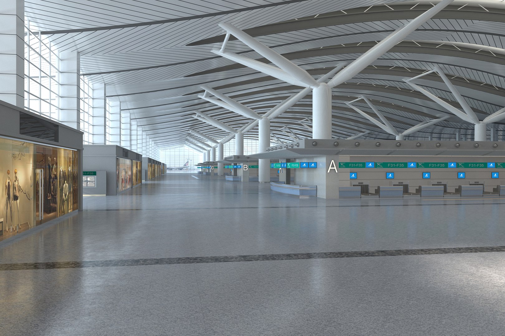 Airport Terminal Interior 01 3D model - TurboSquid 1958974