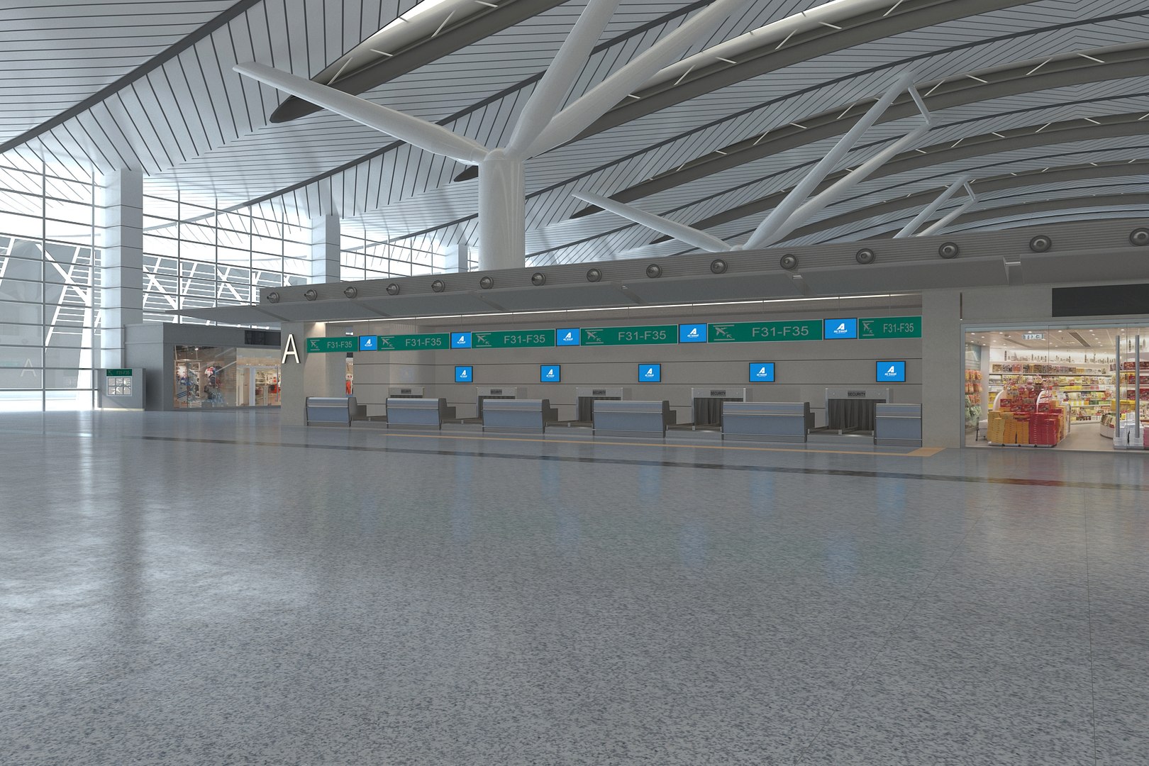 Airport Terminal Interior 01 3D model - TurboSquid 1958974