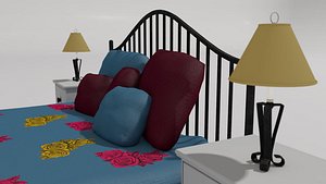 French Style Queen size Metal bars Bed Free model