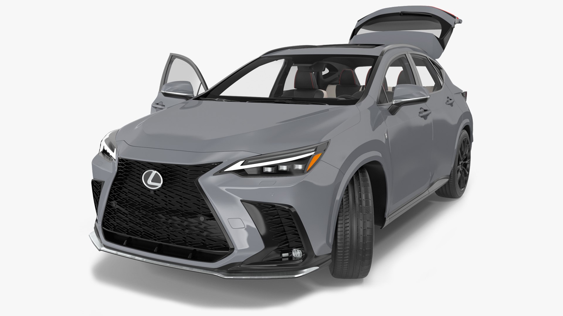 New 2024 Lexus NX Hybrid Grey Rigged 3D model preview