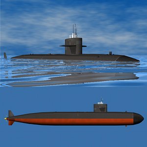 los angeles class submarine 3d model