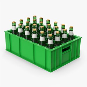 3D model Plastic Bottle Crate With Beer Bottles