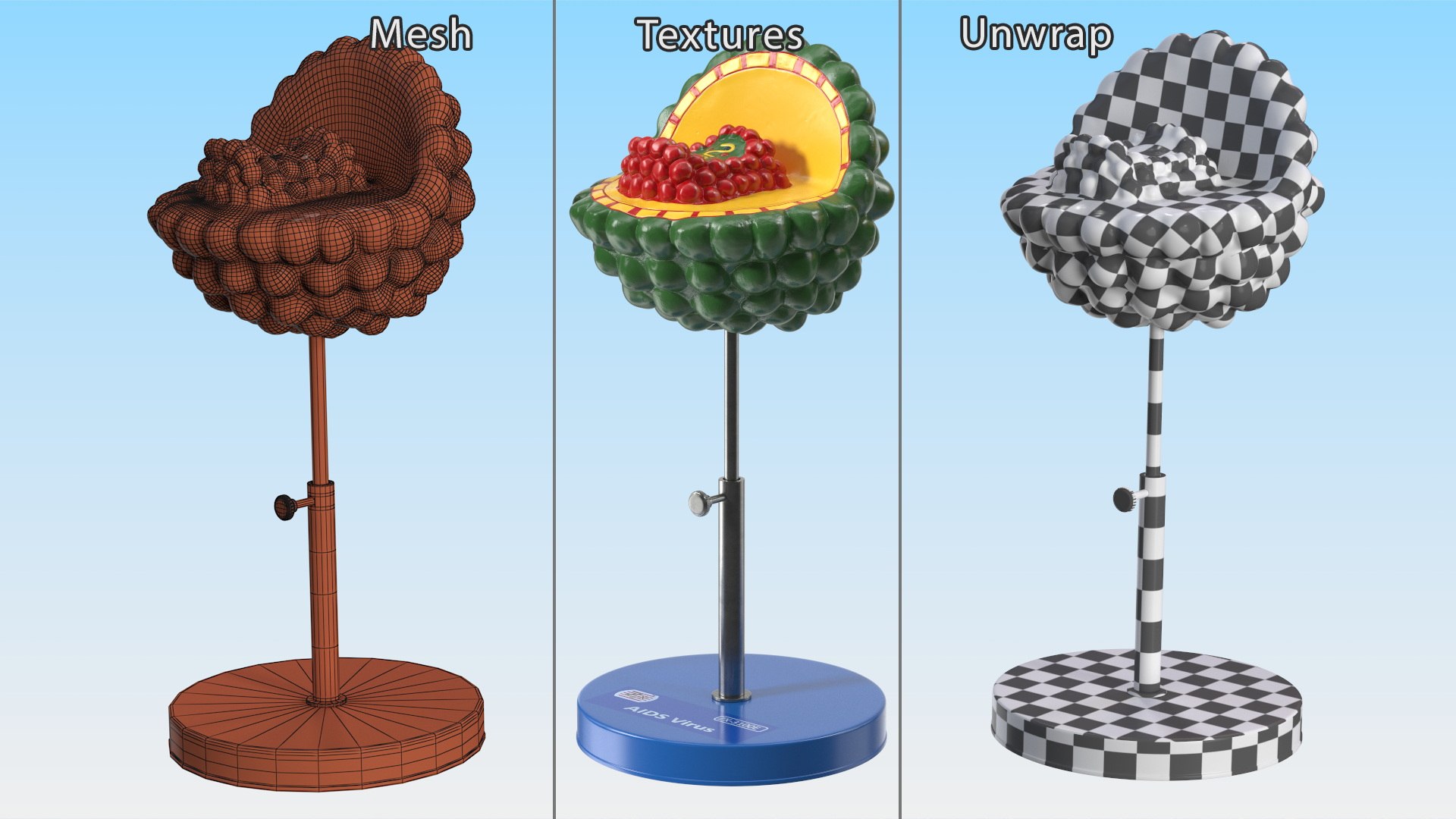 HIV Virus Educational Model On Metal Stand 3D - TurboSquid 2409932