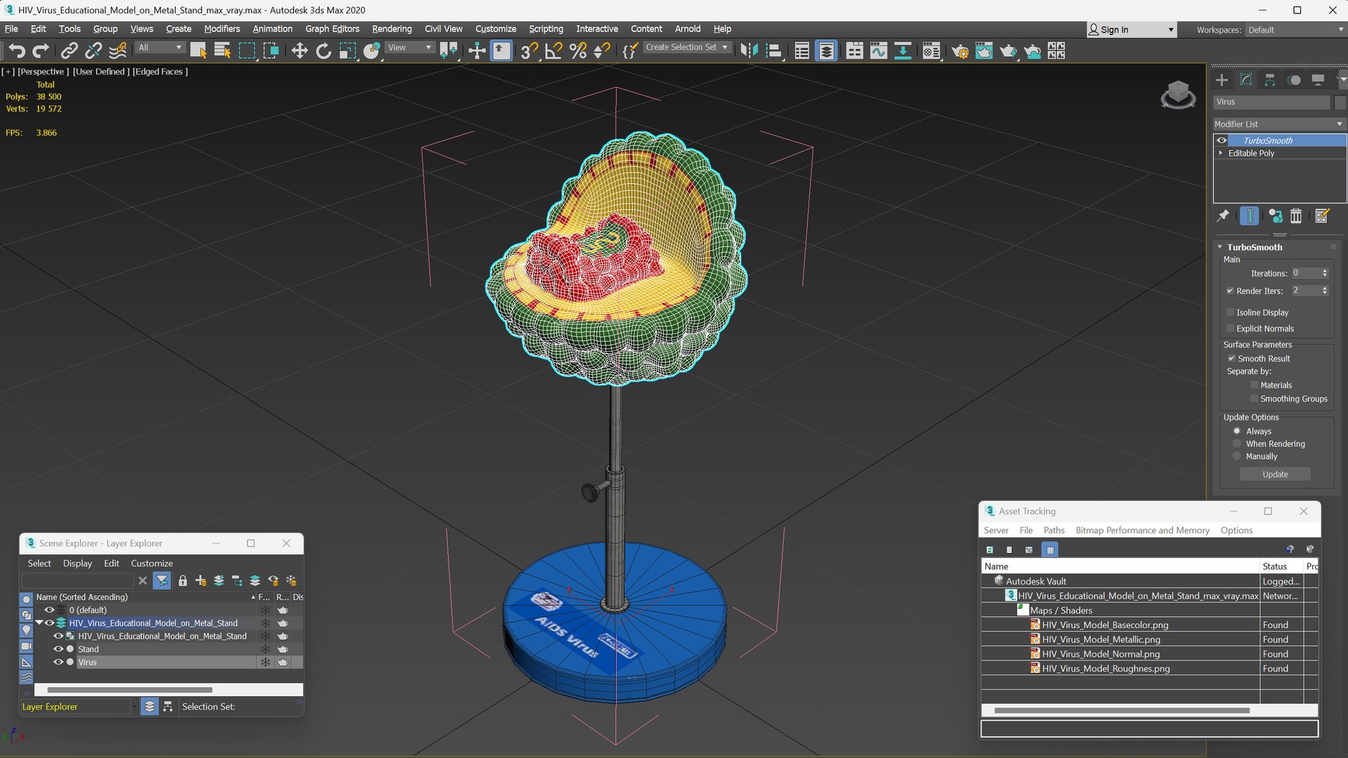 HIV Virus Educational Model On Metal Stand 3D - TurboSquid 2409932