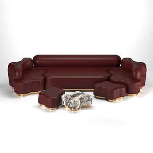 Gaia collection - sofa, stools, table, NAZ YOLOGLU