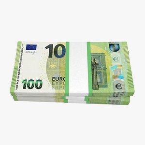 Packs of 100 Euro Bills 3D