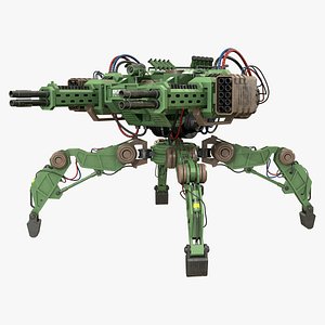 Walking Turret Concept -1-Green 3D