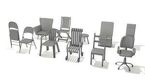 10 different style chair 3D model