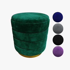 3D Round Velvet Ottoman 7 model