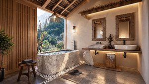 Moody Forest Bathroom - Cinema 4D Corona Render