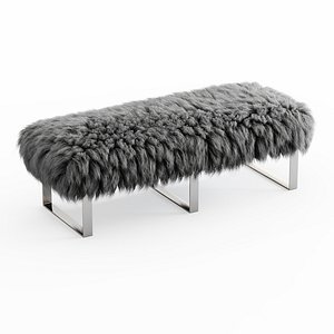 3D wool mongolian fur bench