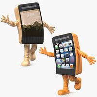 Rigged Cell Phone Mascot Costumes Collection for Maya