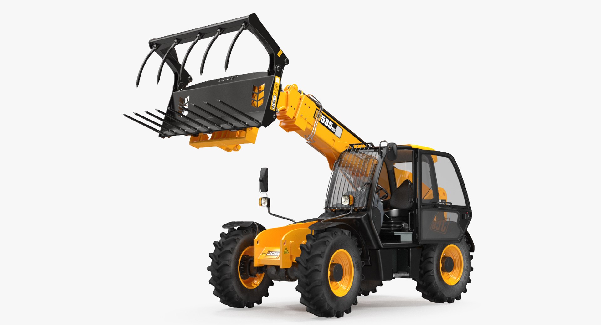Hydraulic Telehandler Forklift JCB 535 Clean Rigged 3D Model 3D model preview