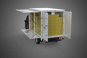 3D DELIVERY BOX TRUCK PICKUP LOADED BOXES CARGO FREIGHT CUBE VAN