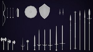 pack weapons medieval 3D