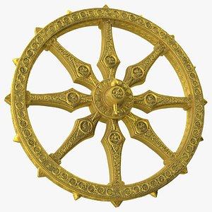 3D model Golden Dharmachakra