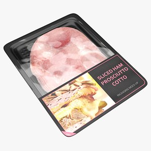 3D model Ham Prosciutto Cotto sliced in packaging