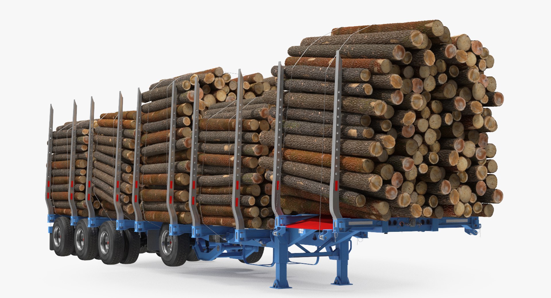 Logging Trailer with Small Logs 3D Model 3D model preview