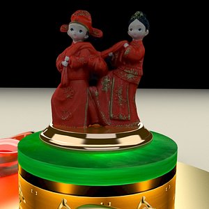 3D Chinese wedding couple doll model