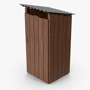 3D Dark Brown Outdoor Toilet model