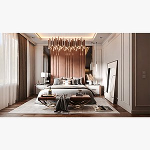 Bedroom interior design 3d scene 3D model