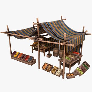Medieval Market Fruit and Vegetable Stalls model