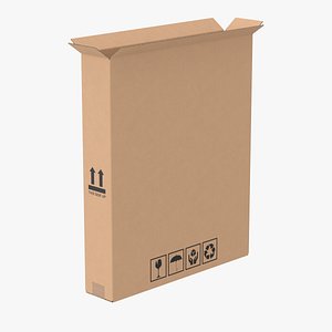 3D Cardboard Box 50x10x60 Half Open