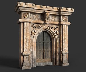 low-poly medieval door 3D model