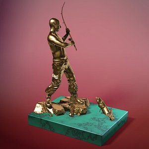 statuette putin fisherman 3d model