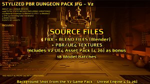 Stylized PBR Dungeon Pack JFG V2 - Source Files - FBX Blend PBR UE4 4 26 Uasset Bonus - 2022 EDITION