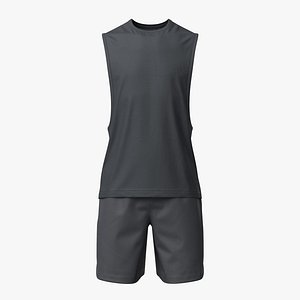 3D Tank Top Male 3v Shorts 3v PBR model